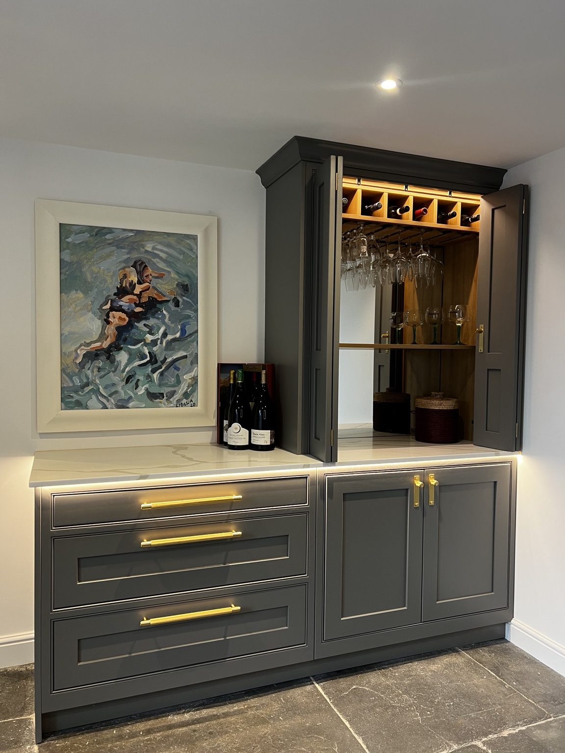 St Issy Barn Conversion bespoke illuminated drinks cabinet