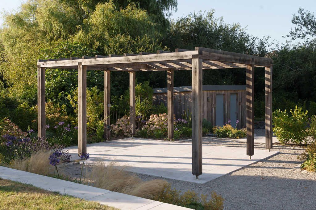 Timber pergola within the Whimbrels garden